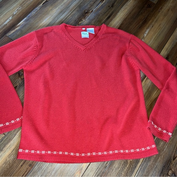 Lady Fairway Pullover Sweater Women’s S Red Hem Accent Knit V-Neck Soft - Picture 6 of 13